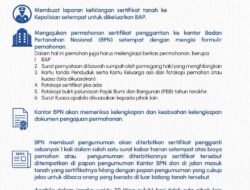Persyaratan Yang Perlu di Penuhi Pemilik Sertipikat Yang Hilang Antara lain