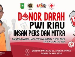 Semarakkan HPN dan HUT ke-80, PWI Riau Gelar Donor Darah Senin Mendatang